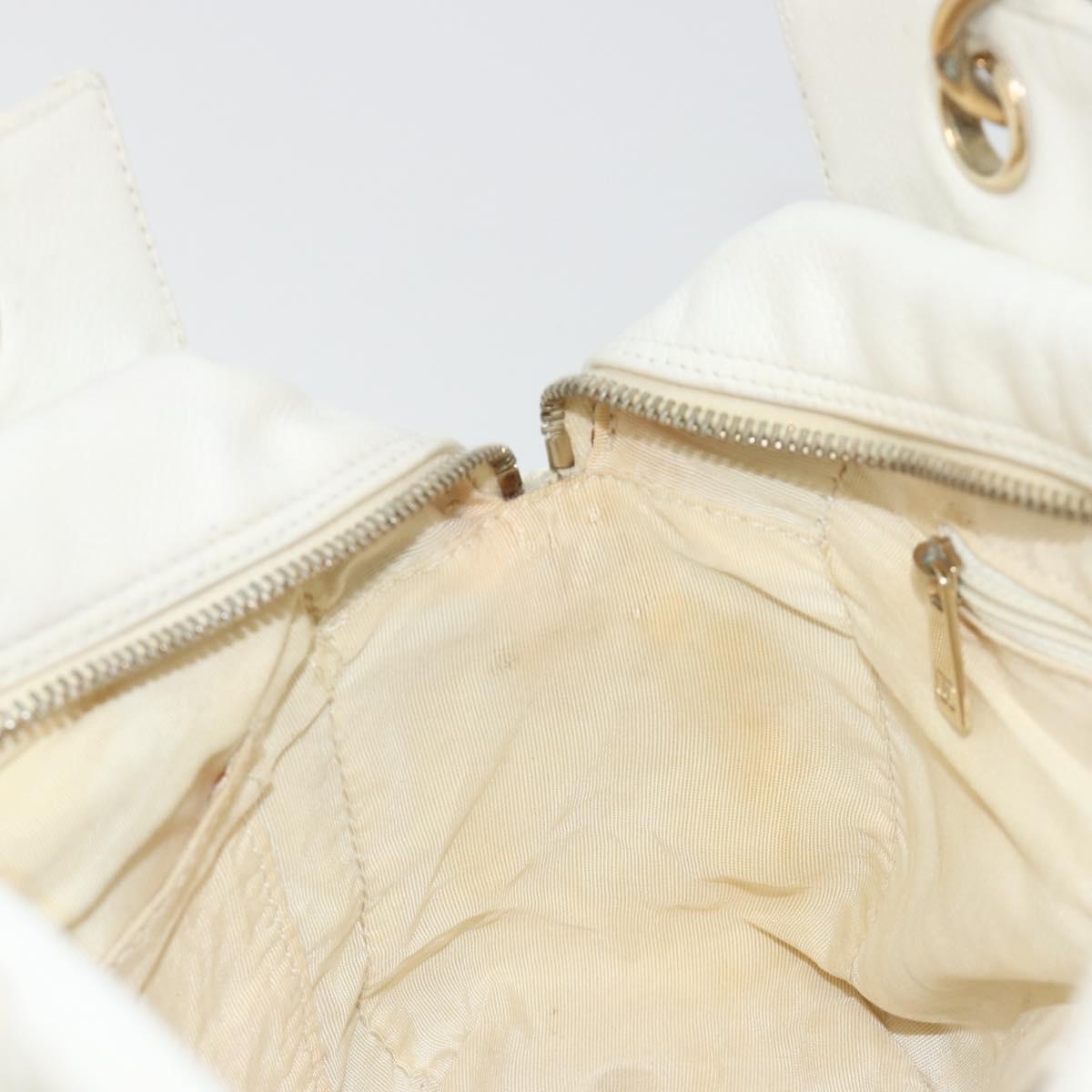 CHANEL Matelasse Chain Shoulder Bag Caviar Skin White Gold CC Auth BA13999
