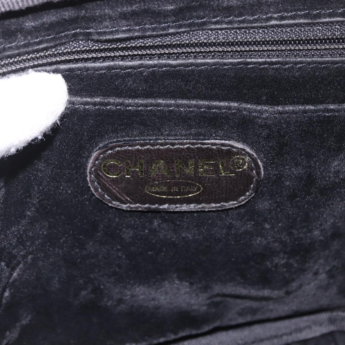 CHANEL Vanity Cosmetic Pouch Patent 2way Black Gold CC Auth BA14000A