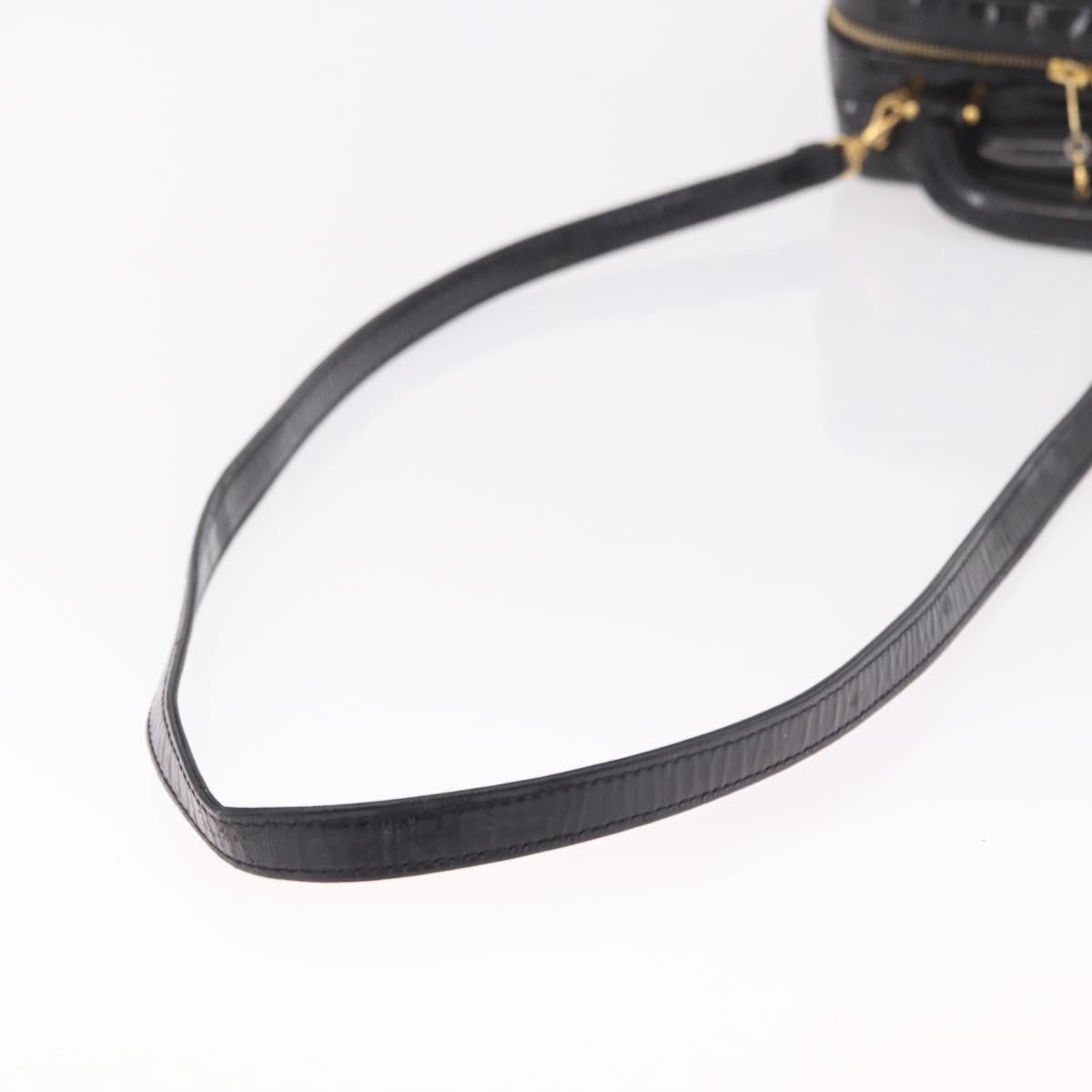 CHANEL Vanity Cosmetic Pouch Patent 2way Black Gold CC Auth BA14000A