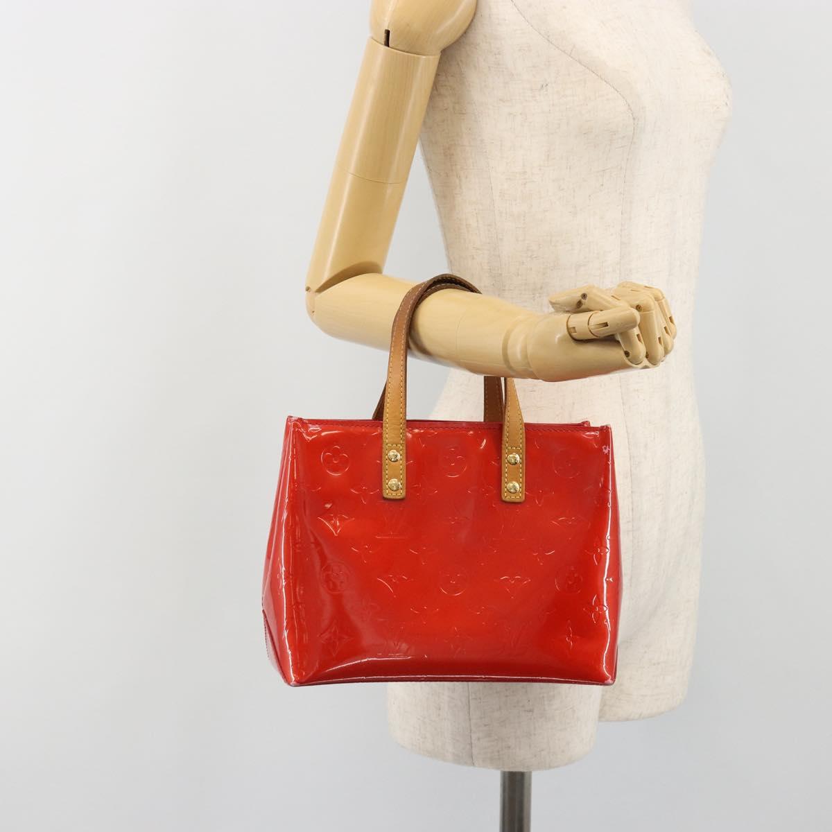 LOUIS VUITTON Monogram Vernis Reade PM Hand Bag Rouge M91088 LV Auth BA14001