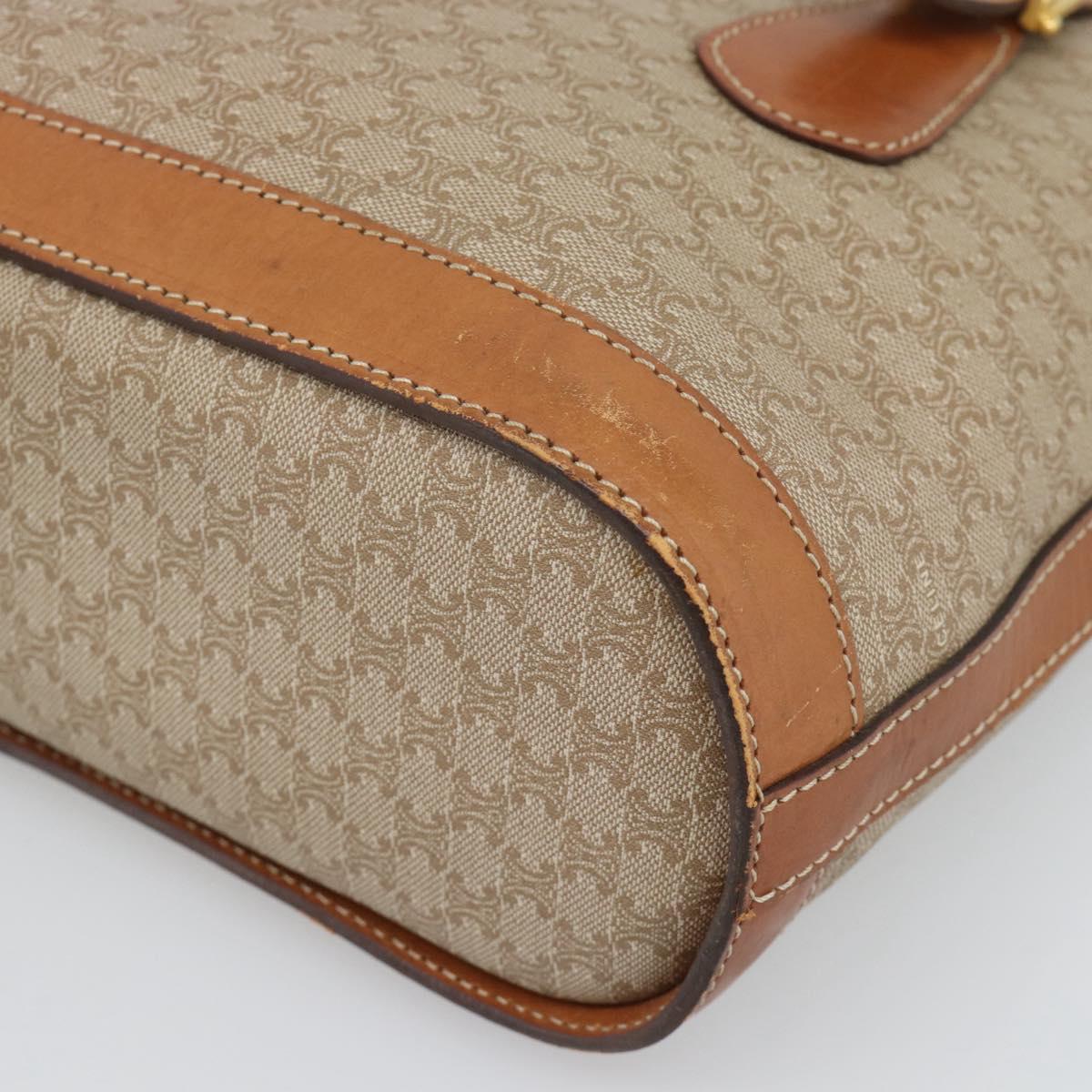 CELINE Macadam Tote Bag PVC Leather Beige Gold Auth BA14003