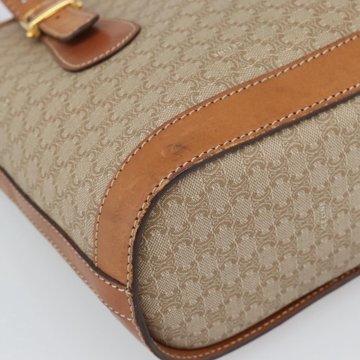 CELINE Macadam Tote Bag PVC Leather Beige Gold Auth BA14003