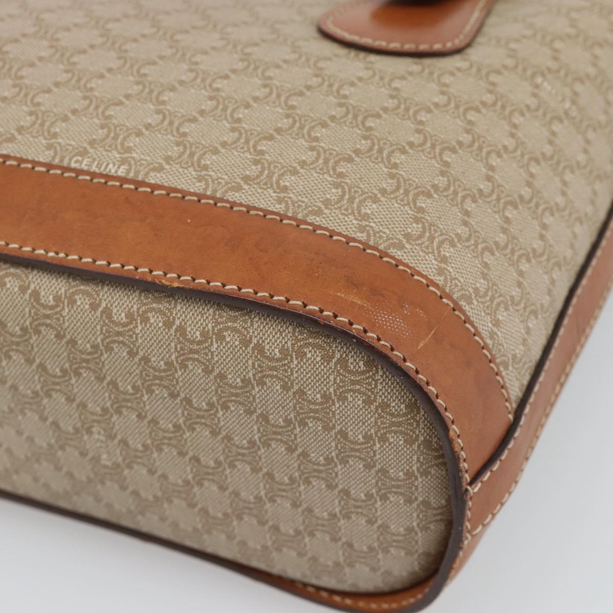CELINE Macadam Tote Bag PVC Leather Beige Gold Auth BA14003