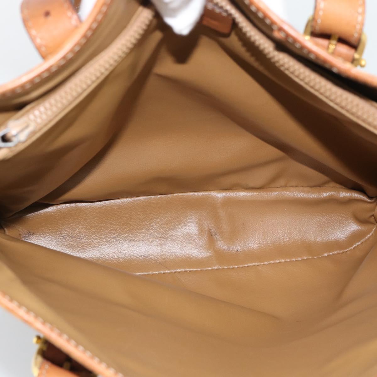 CELINE Macadam Tote Bag PVC Leather Beige Gold Auth BA14003