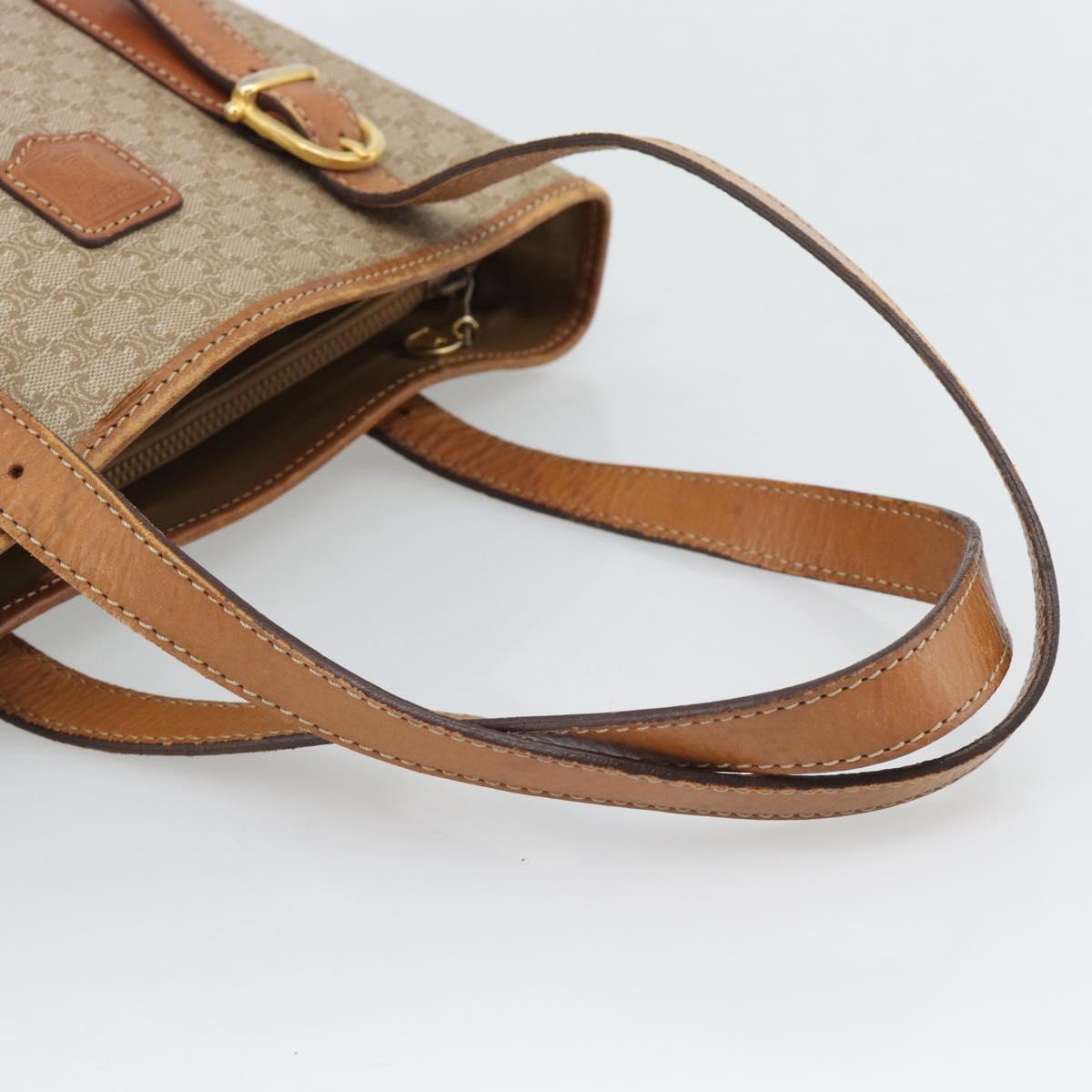 CELINE Macadam Tote Bag PVC Leather Beige Gold Auth BA14003