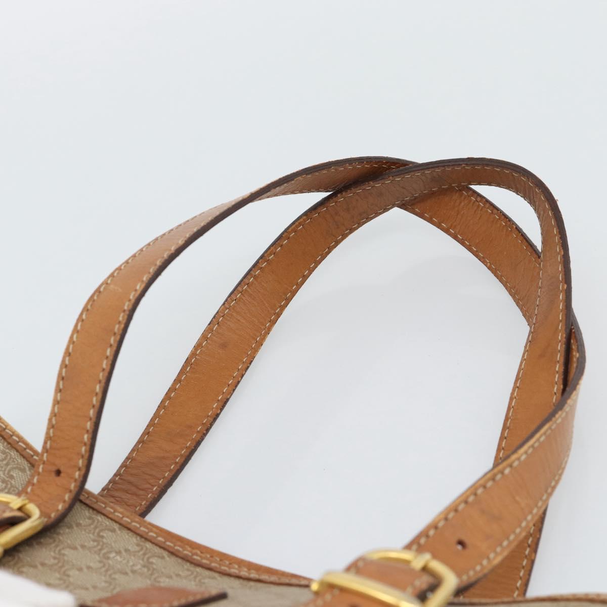CELINE Macadam Tote Bag PVC Leather Beige Gold Auth BA14003