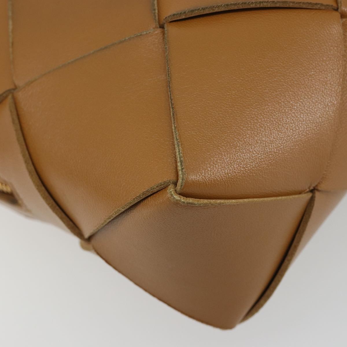 BOTTEGA VENETA MAXI INTRECCIATO Cassette Shoulder Bag Brown Gold Auth BA14005V