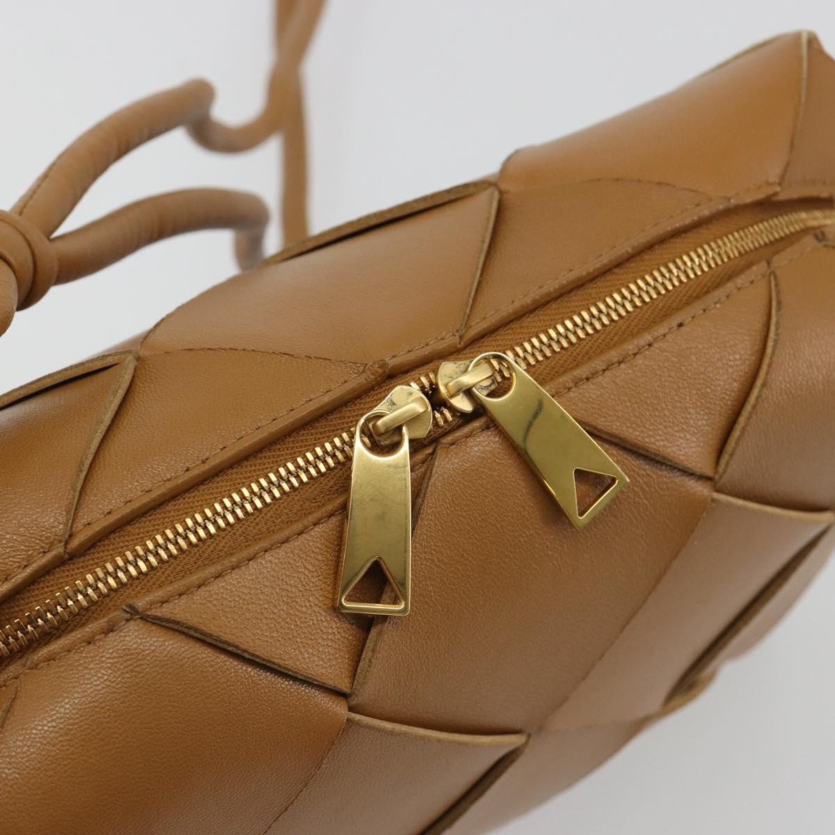 BOTTEGA VENETA MAXI INTRECCIATO Cassette Shoulder Bag Brown Gold Auth BA14005V