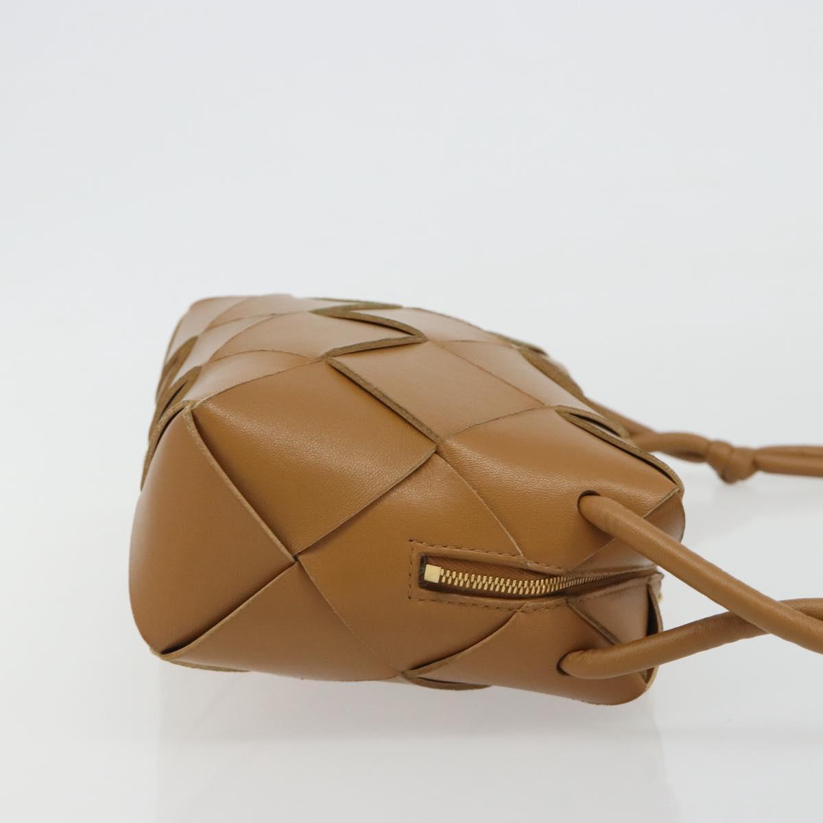 BOTTEGA VENETA MAXI INTRECCIATO Cassette Shoulder Bag Brown Gold Auth BA14005V