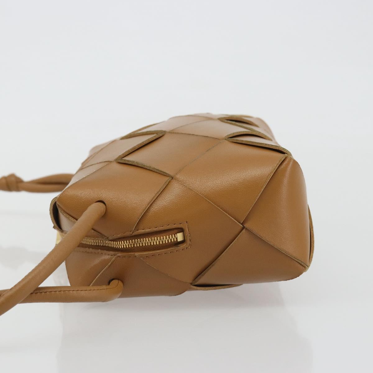BOTTEGA VENETA MAXI INTRECCIATO Cassette Shoulder Bag Brown Gold Auth BA14005V