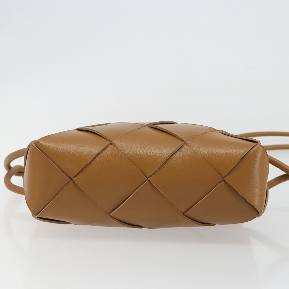 BOTTEGA VENETA MAXI INTRECCIATO Cassette Shoulder Bag Brown Gold Auth BA14005V