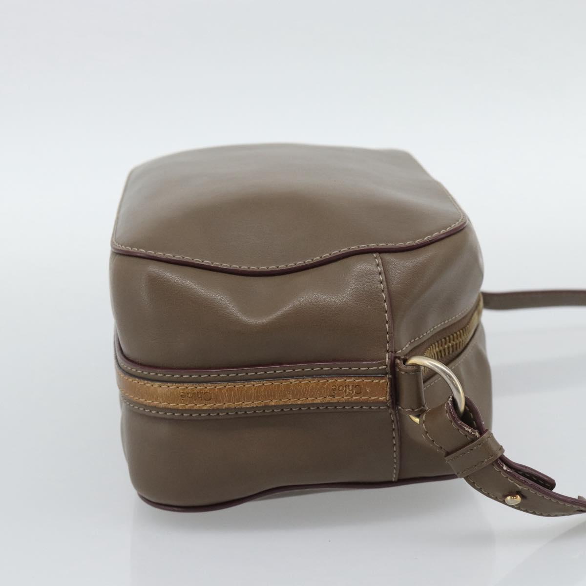 Chloe Shoulder Bag Leather Brown Gold Auth BA14006