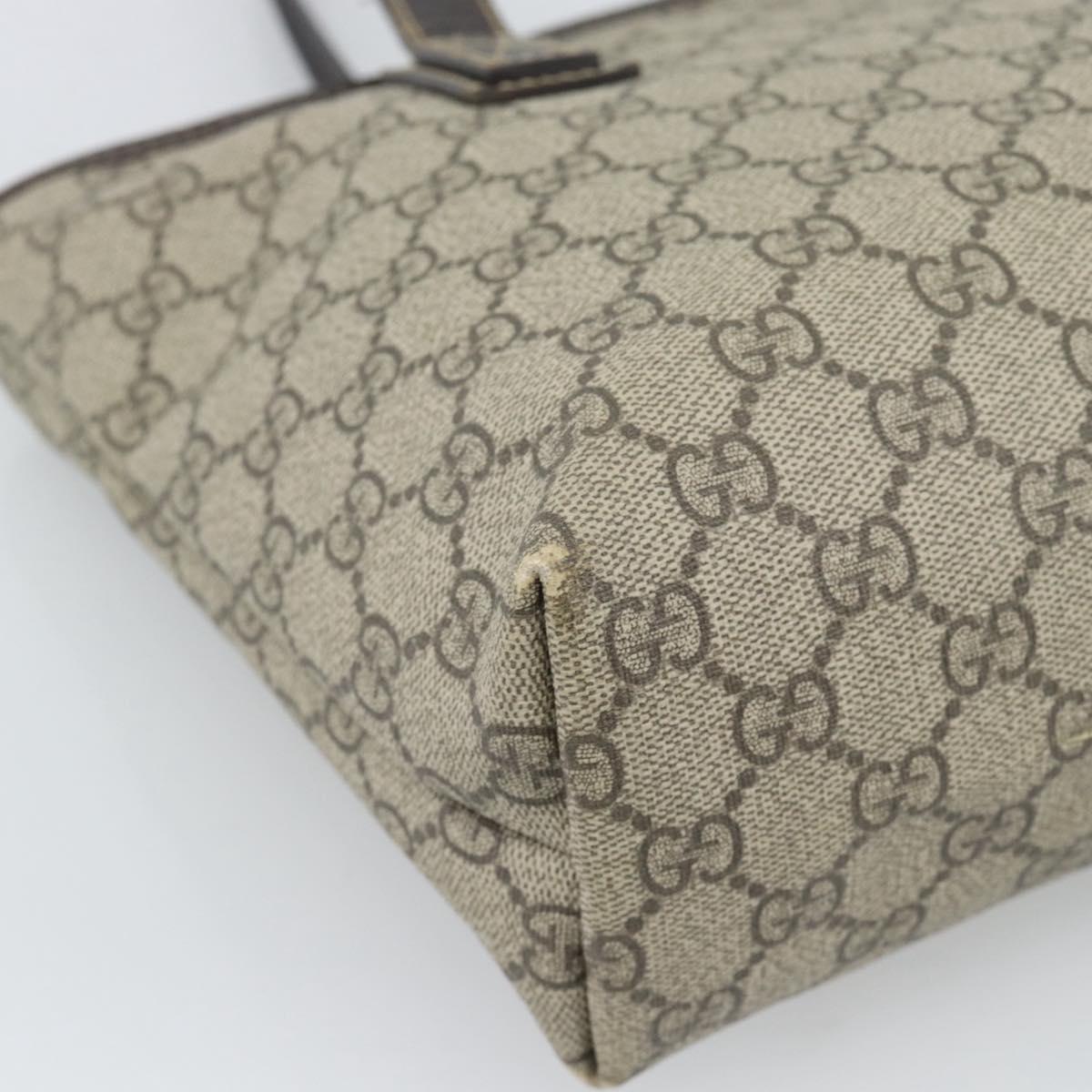GUCCI GG Supreme Tote Bag PVC Leather Beige 211138 Auth BA14008