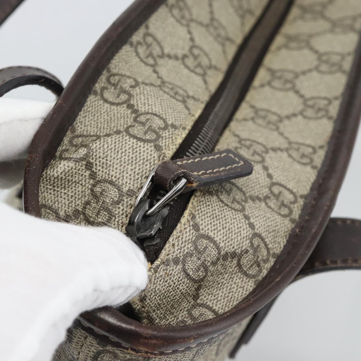 GUCCI GG Supreme Tote Bag PVC Leather Beige 211138 Auth BA14008