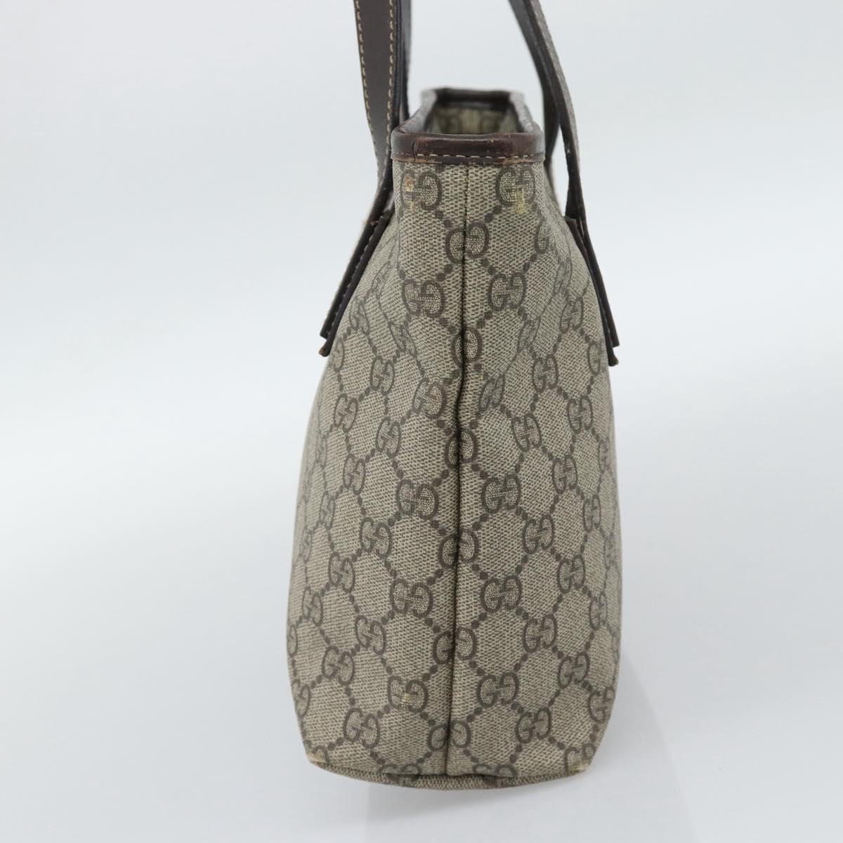 GUCCI GG Supreme Tote Bag PVC Leather Beige 211138 Auth BA14008