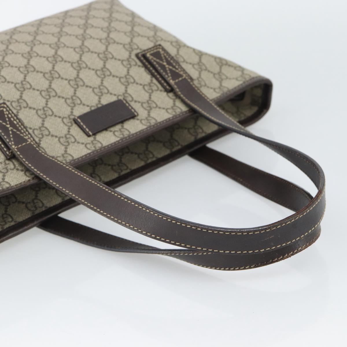 GUCCI GG Supreme Tote Bag PVC Leather Beige 211138 Auth BA14008