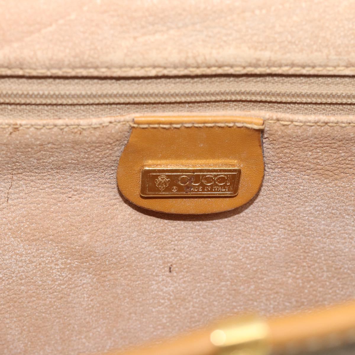 GUCCI Micro GG Shoulder Bag PVC Leather Beige Gold Auth BA14009