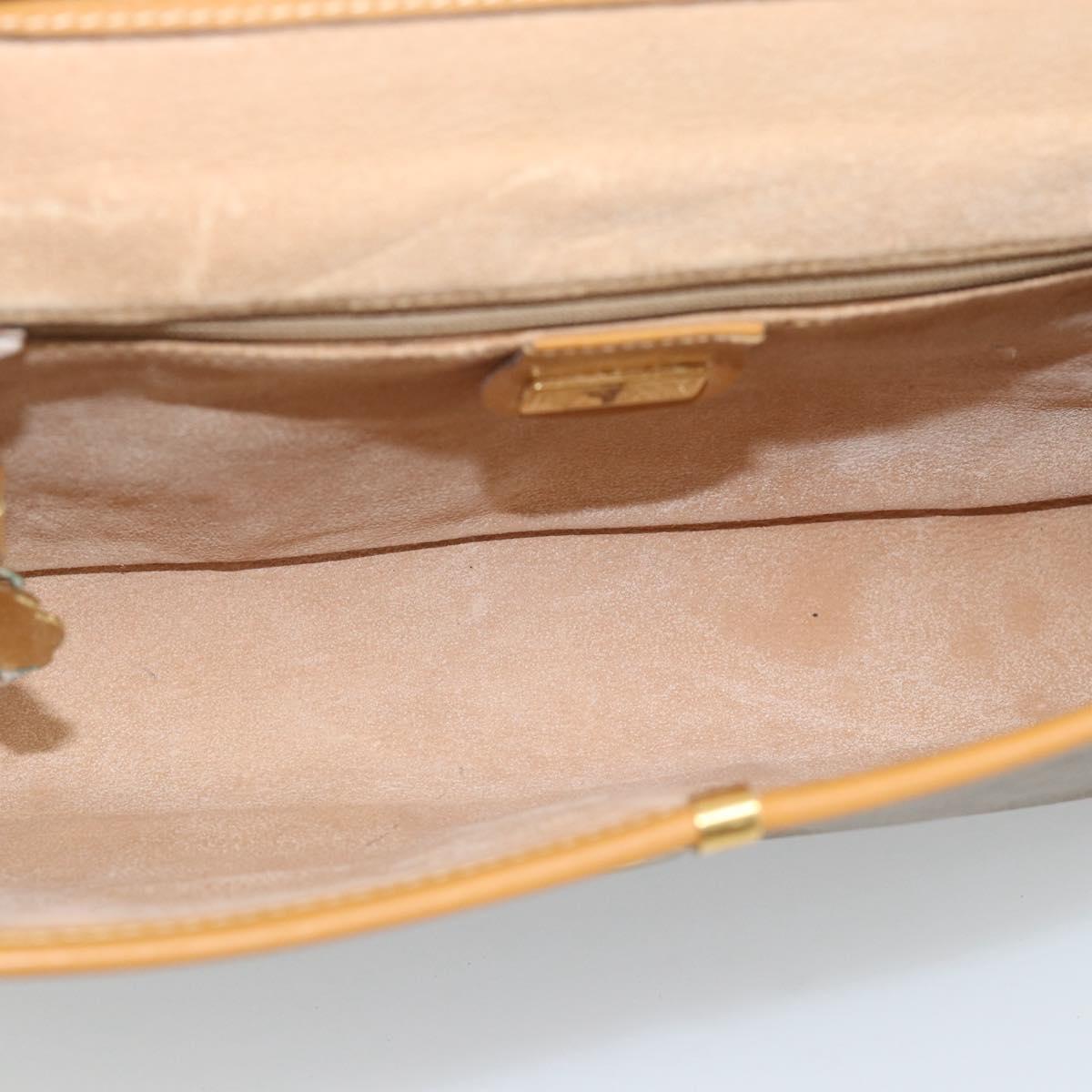 GUCCI Micro GG Shoulder Bag PVC Leather Beige Gold Auth BA14009