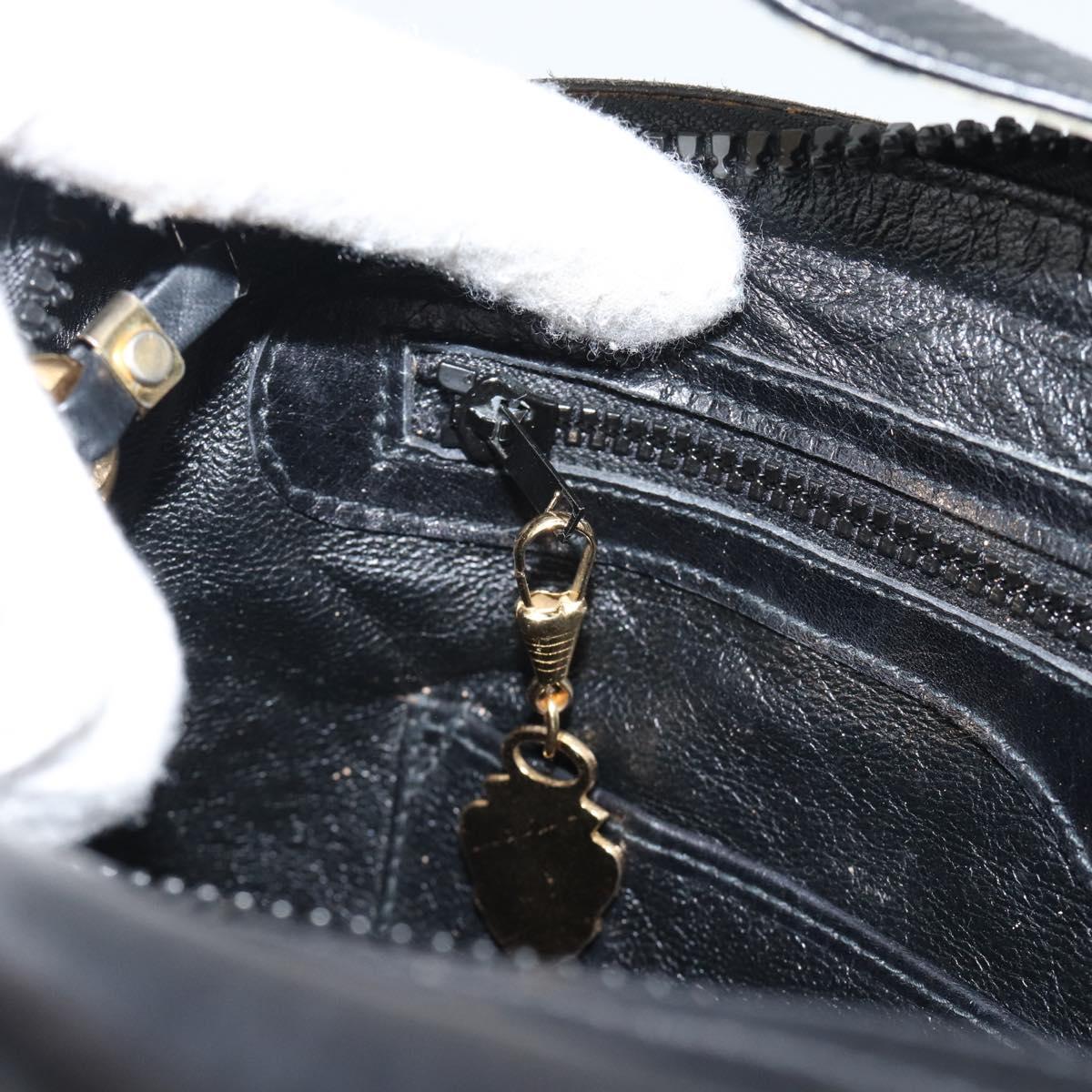 GUCCI Horsebit Shoulder Bag Leather Black Gold Auth BA14011A
