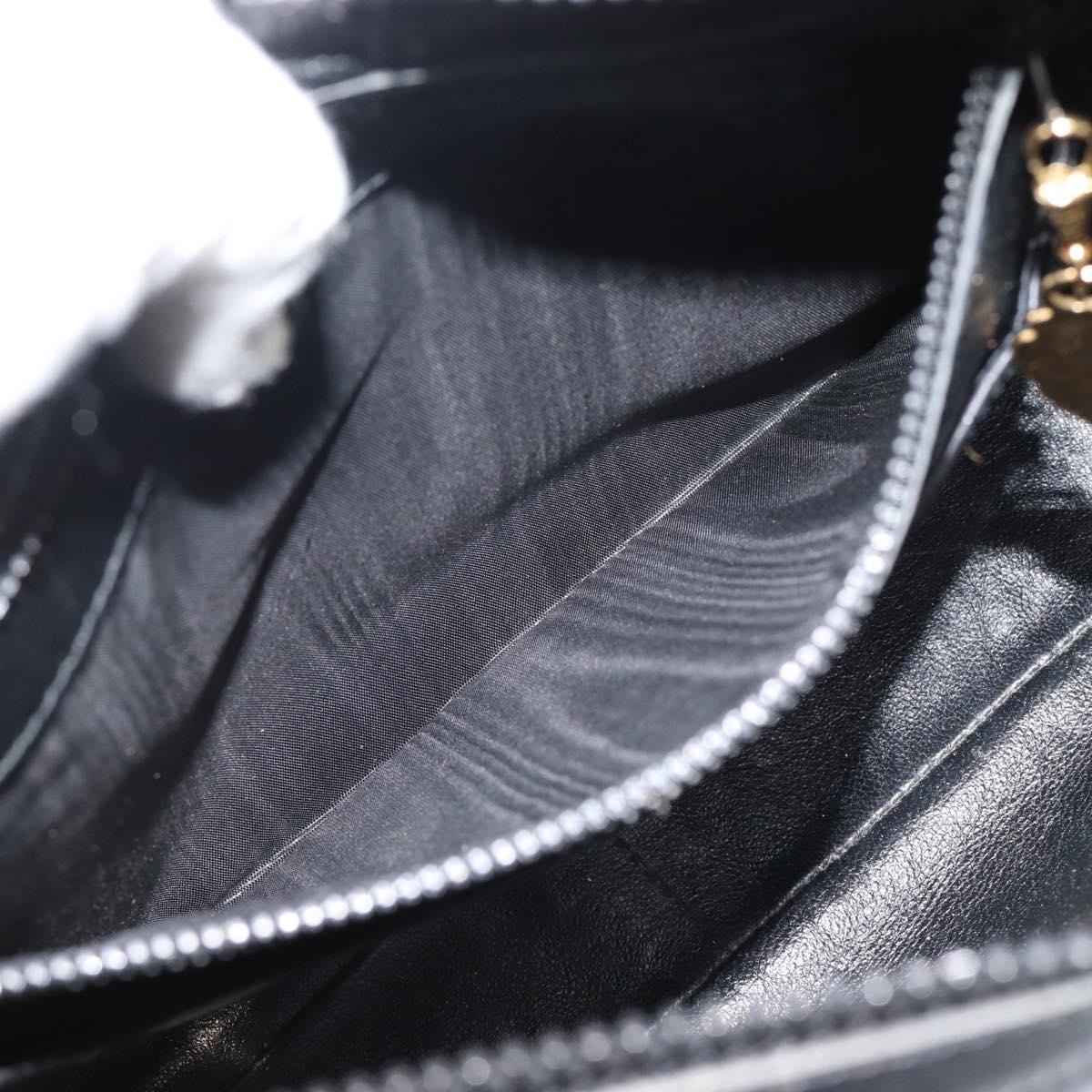 GUCCI Horsebit Shoulder Bag Leather Black Gold Auth BA14011A