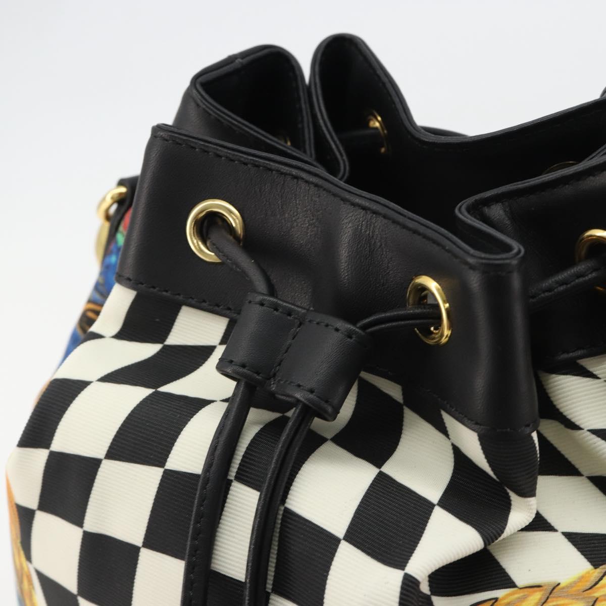 Gianni Versace Bucket Shoulder Bag Leather Black Gold Auth BA14012