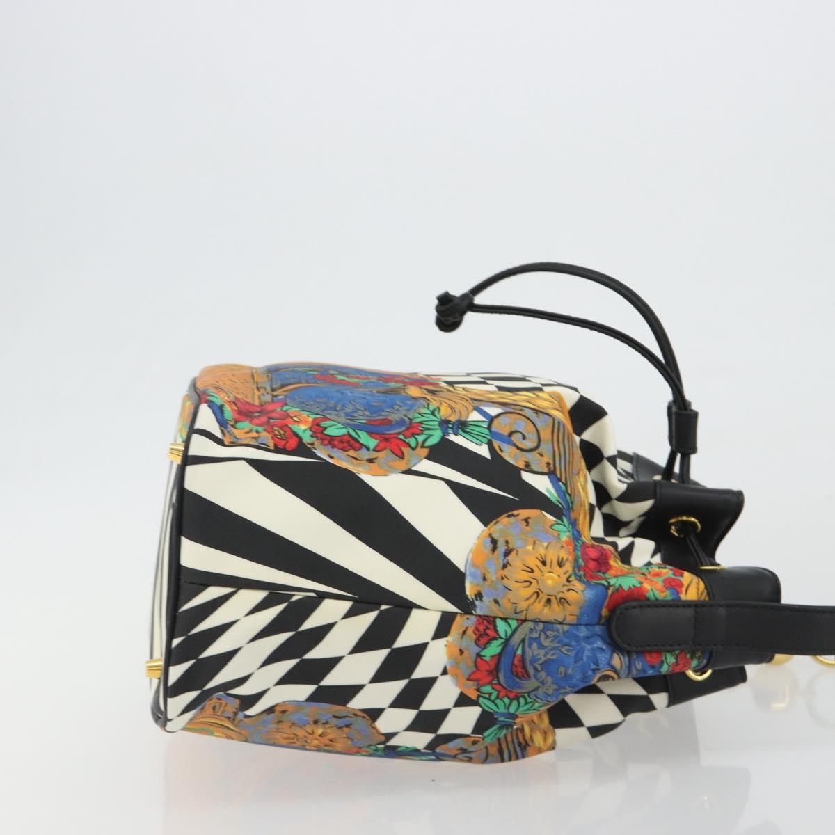 Gianni Versace Bucket Shoulder Bag Leather Black Gold Auth BA14012