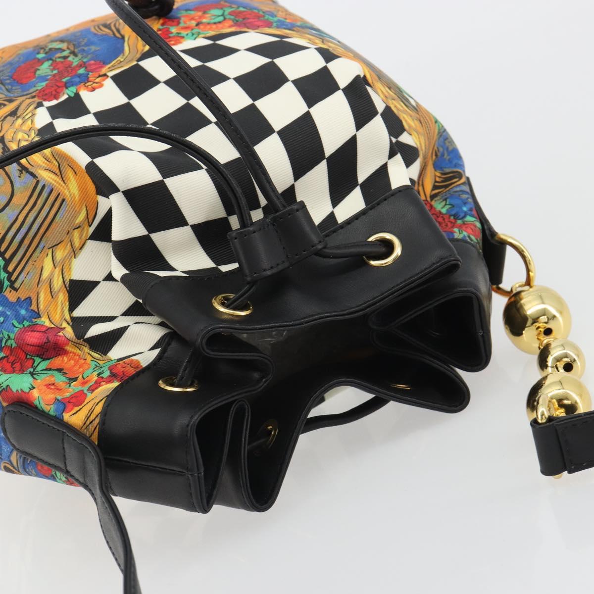 Gianni Versace Bucket Shoulder Bag Leather Black Gold Auth BA14012