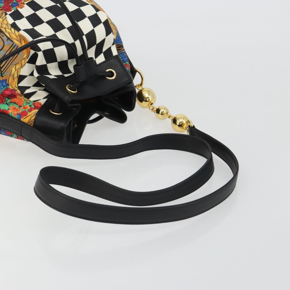 Gianni Versace Bucket Shoulder Bag Leather Black Gold Auth BA14012