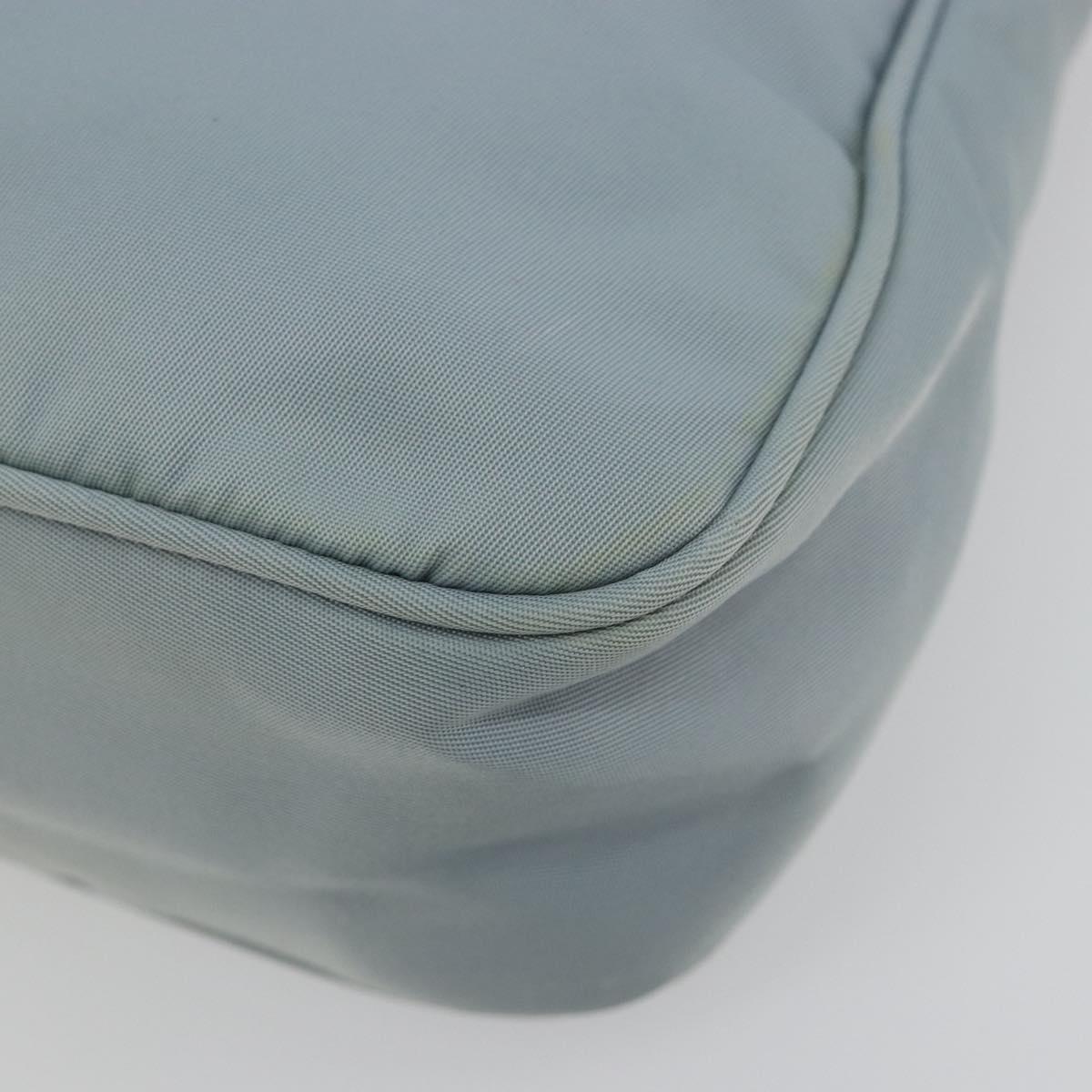 PRADA Hand Pouch Nylon Light Blue Silver Auth BA14013A