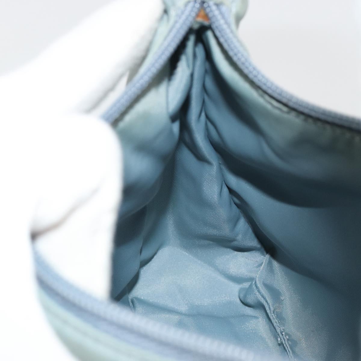 PRADA Hand Pouch Nylon Light Blue Silver Auth BA14013A