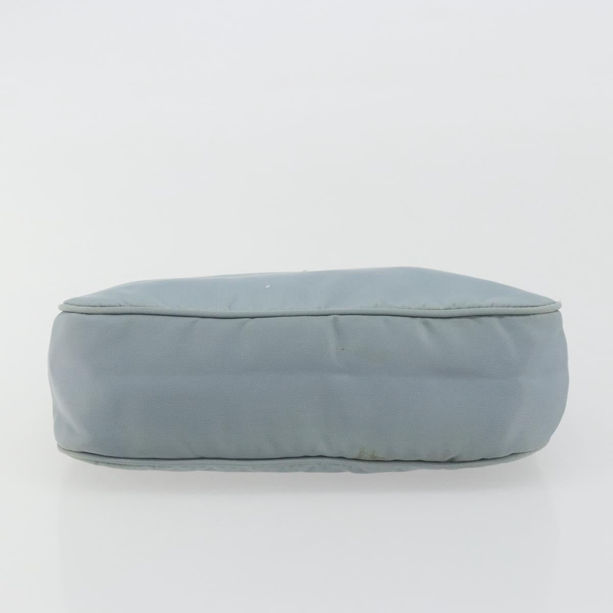 PRADA Hand Pouch Nylon Light Blue Silver Auth BA14013A