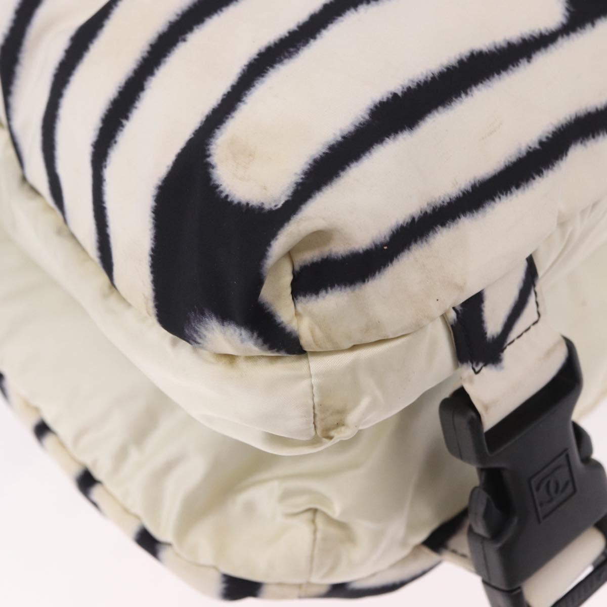 CHANEL Chanel Sports Shoulder Bag Reversible White Zebra CC Auth BA14015