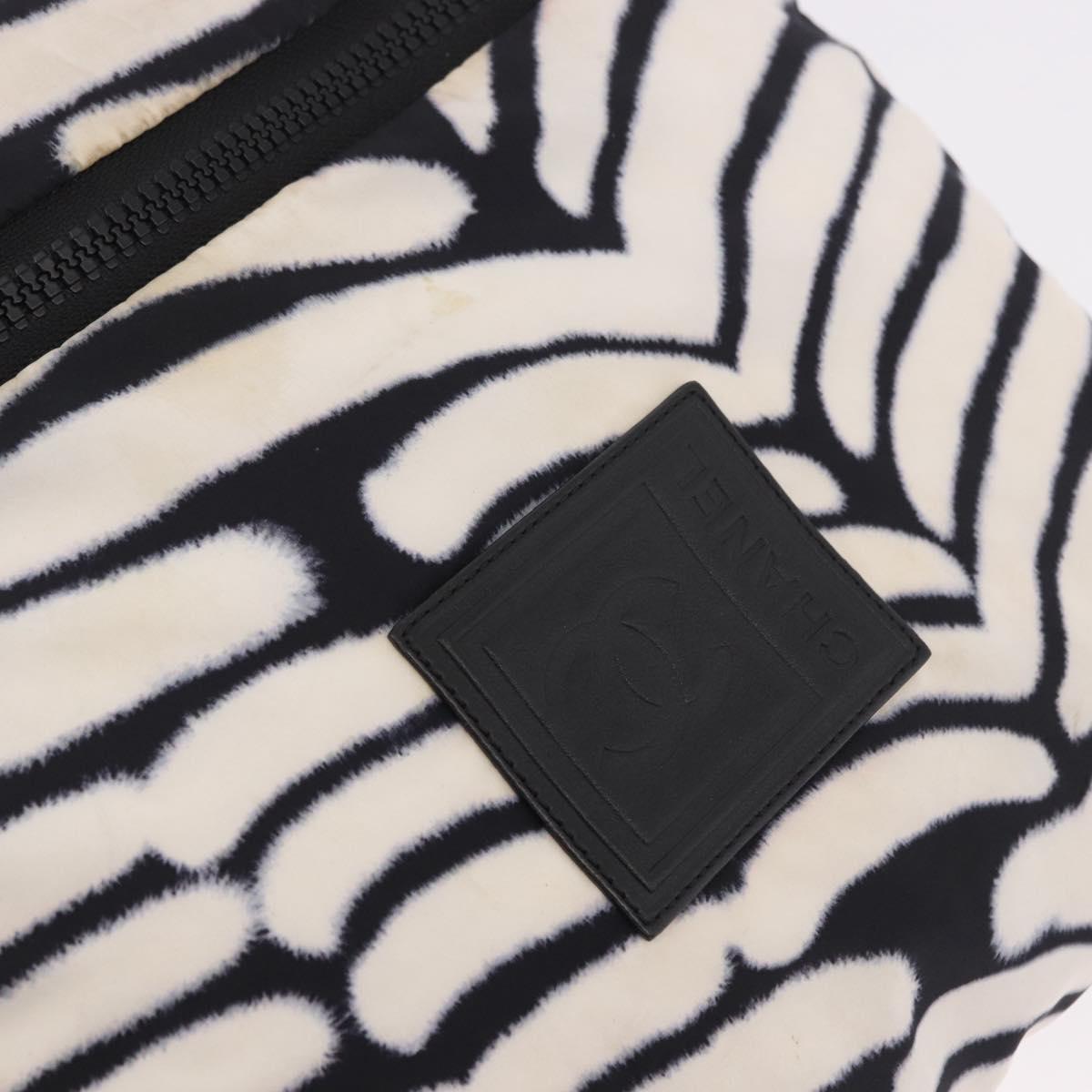 CHANEL Chanel Sports Shoulder Bag Reversible White Zebra CC Auth BA14015