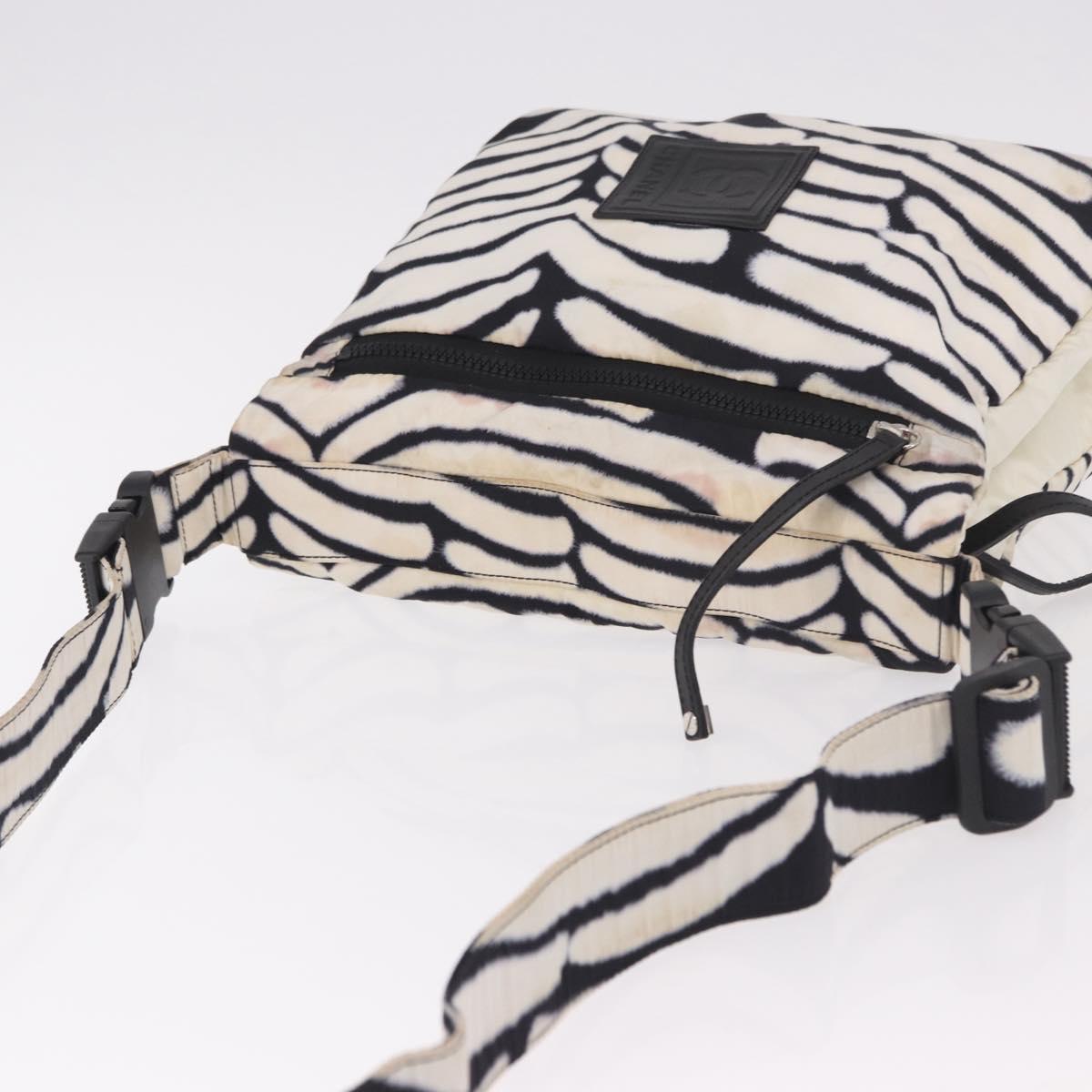 CHANEL Chanel Sports Shoulder Bag Reversible White Zebra CC Auth BA14015