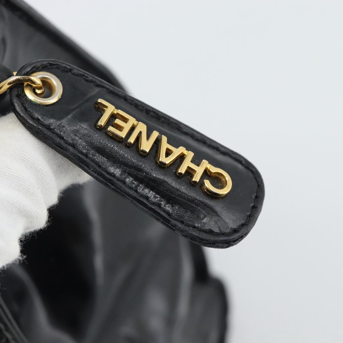 CHANEL Tote Bag Patent Black Gold CC Auth BA14016
