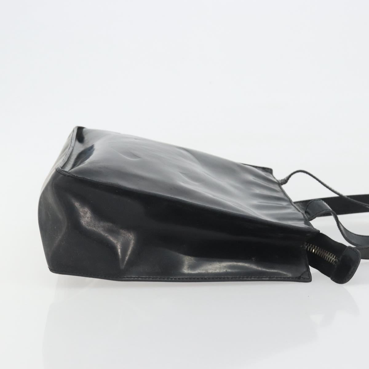 CHANEL Tote Bag Patent Black CC Auth BA14017