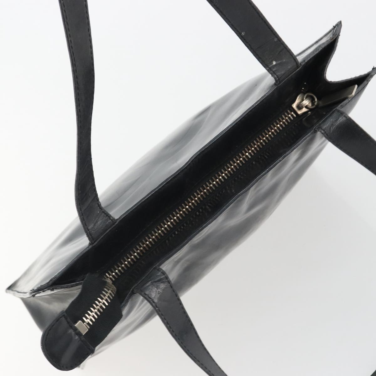CHANEL Tote Bag Patent Black CC Auth BA14017