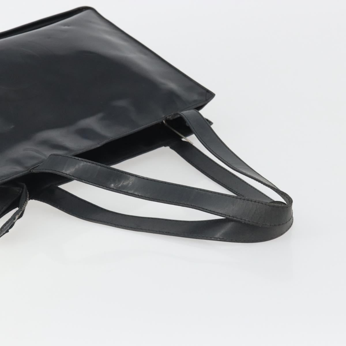 CHANEL Tote Bag Patent Black CC Auth BA14017