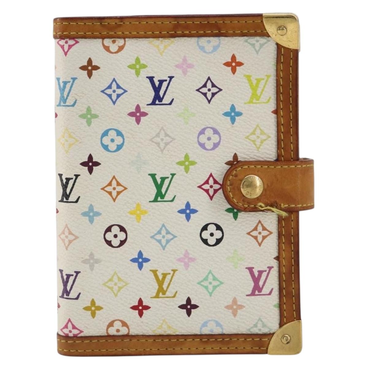 LOUIS VUITTON Monogram Multicolor Agenda PM White R20896 LV Auth BA14021