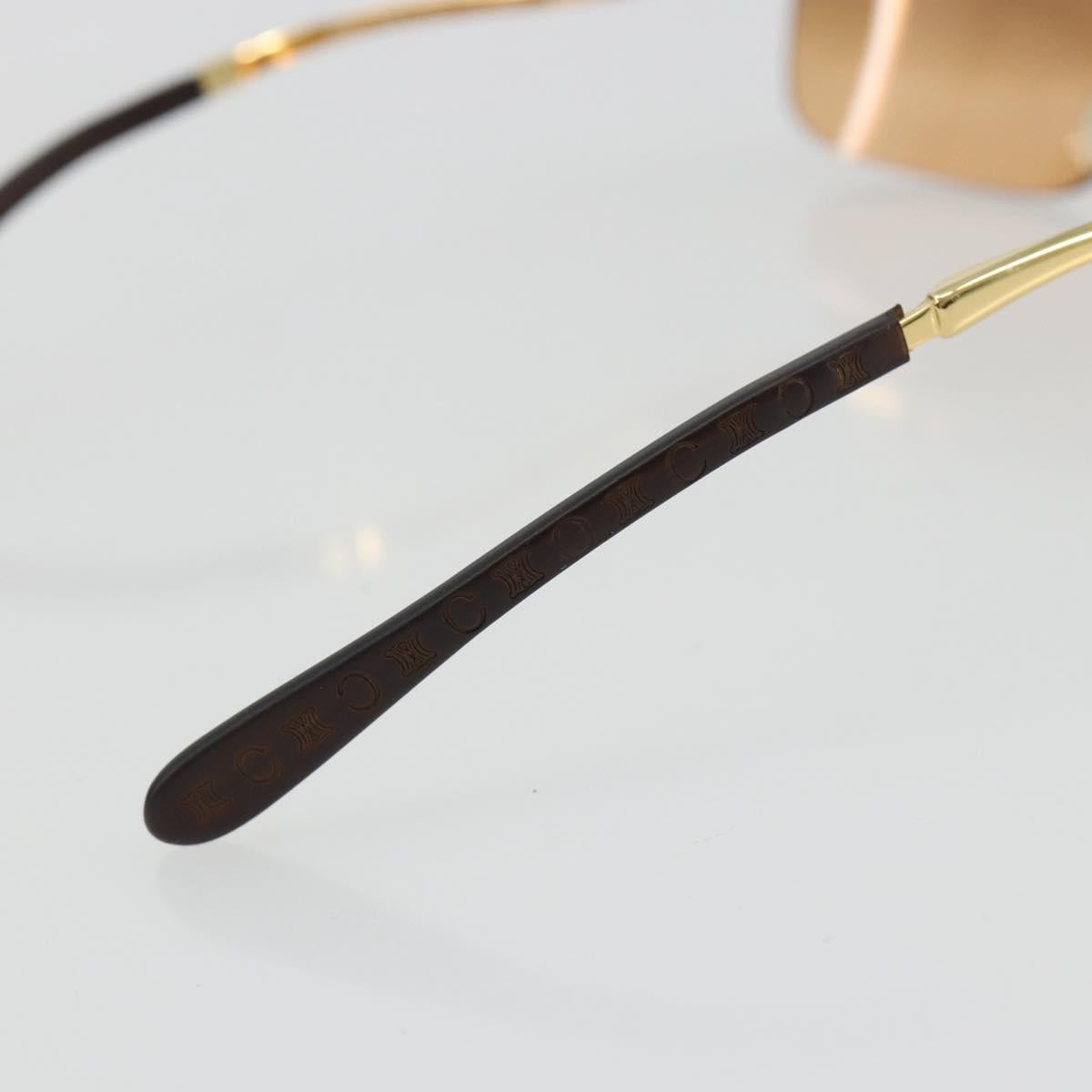 CELINE C Macadam Rimless Sunglasses Metal Brown Gold Auth BA14022V