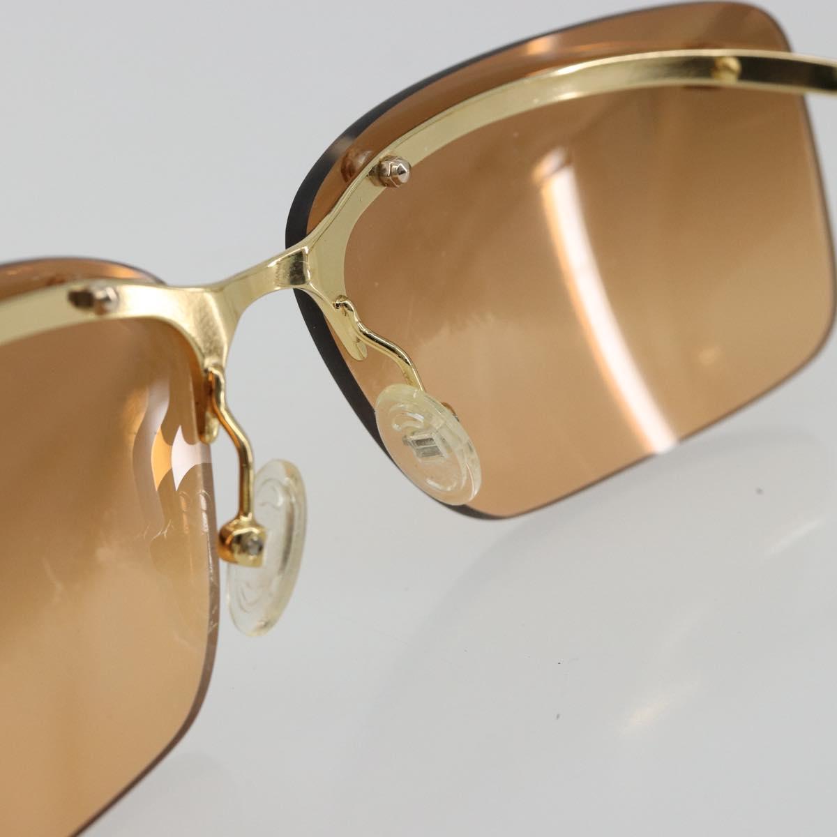 CELINE C Macadam Rimless Sunglasses Metal Brown Gold Auth BA14022V