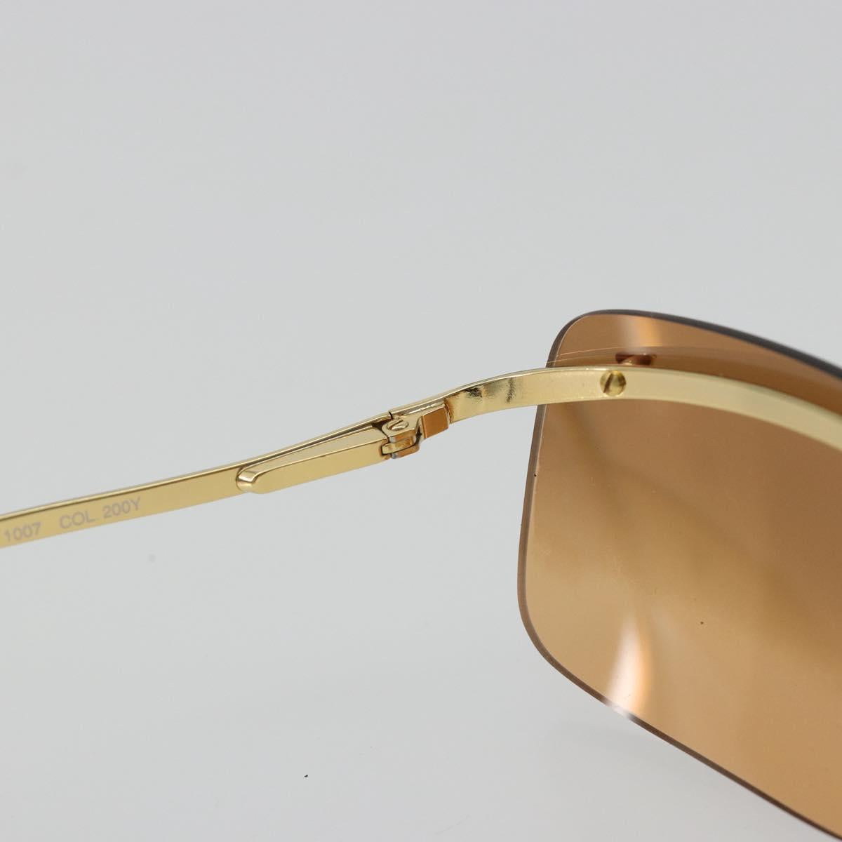 CELINE C Macadam Rimless Sunglasses Metal Brown Gold Auth BA14022V