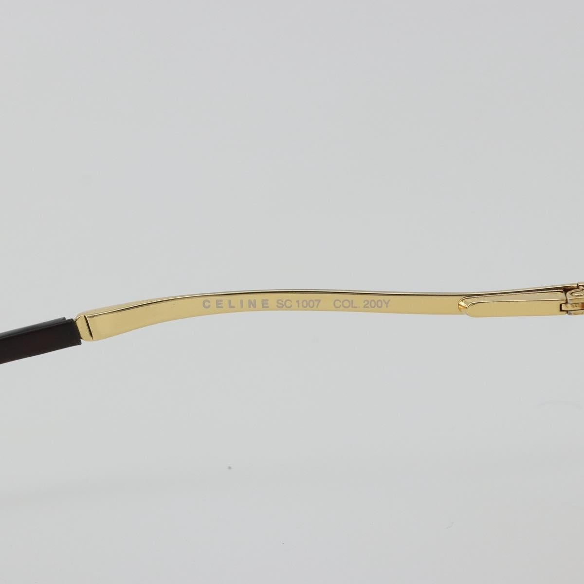 CELINE C Macadam Rimless Sunglasses Metal Brown Gold Auth BA14022V