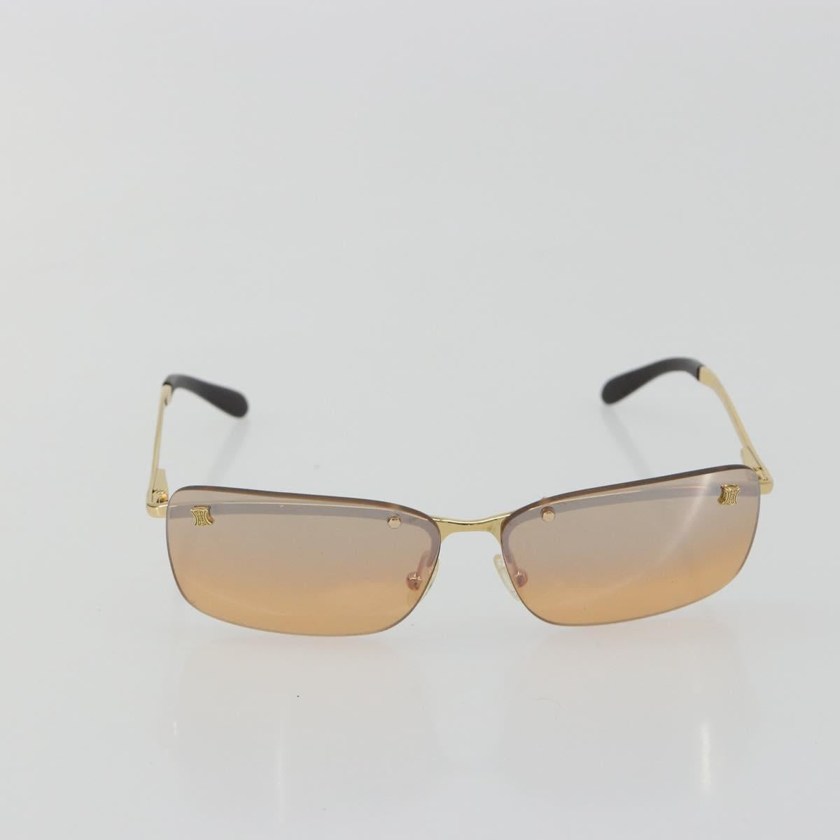 CELINE C Macadam Rimless Sunglasses Metal Brown Gold Auth BA14022V