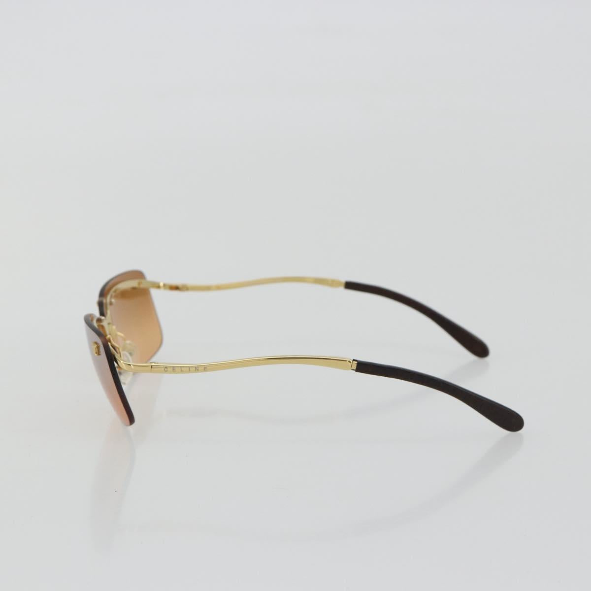 CELINE C Macadam Rimless Sunglasses Metal Brown Gold Auth BA14022V