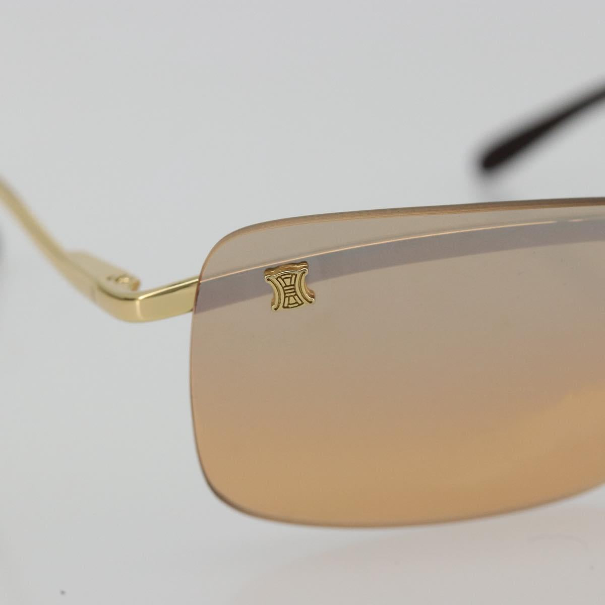 CELINE C Macadam Rimless Sunglasses Metal Brown Gold Auth BA14022V