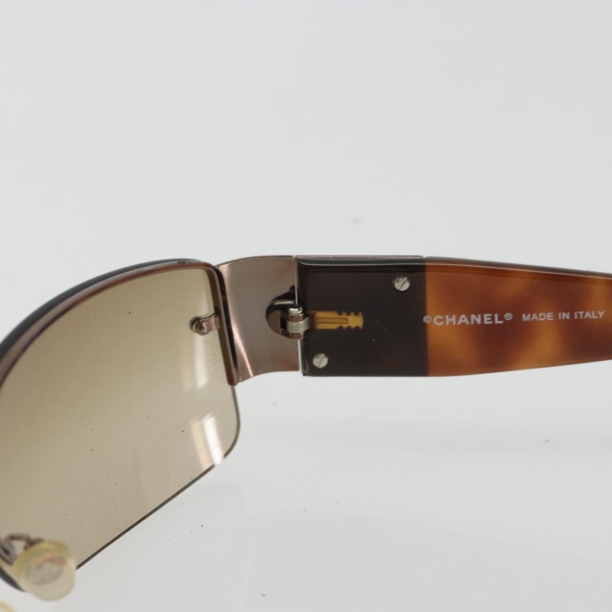 CHANEL Sunglasses Plastic Brown Silver CC Auth BA14023