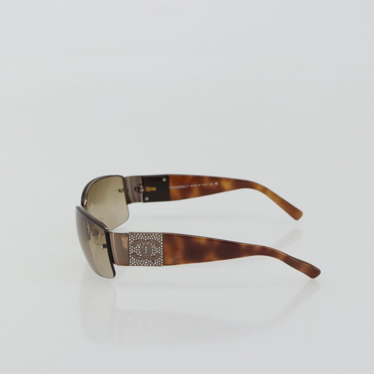 CHANEL Sunglasses Plastic Brown Silver CC Auth BA14023