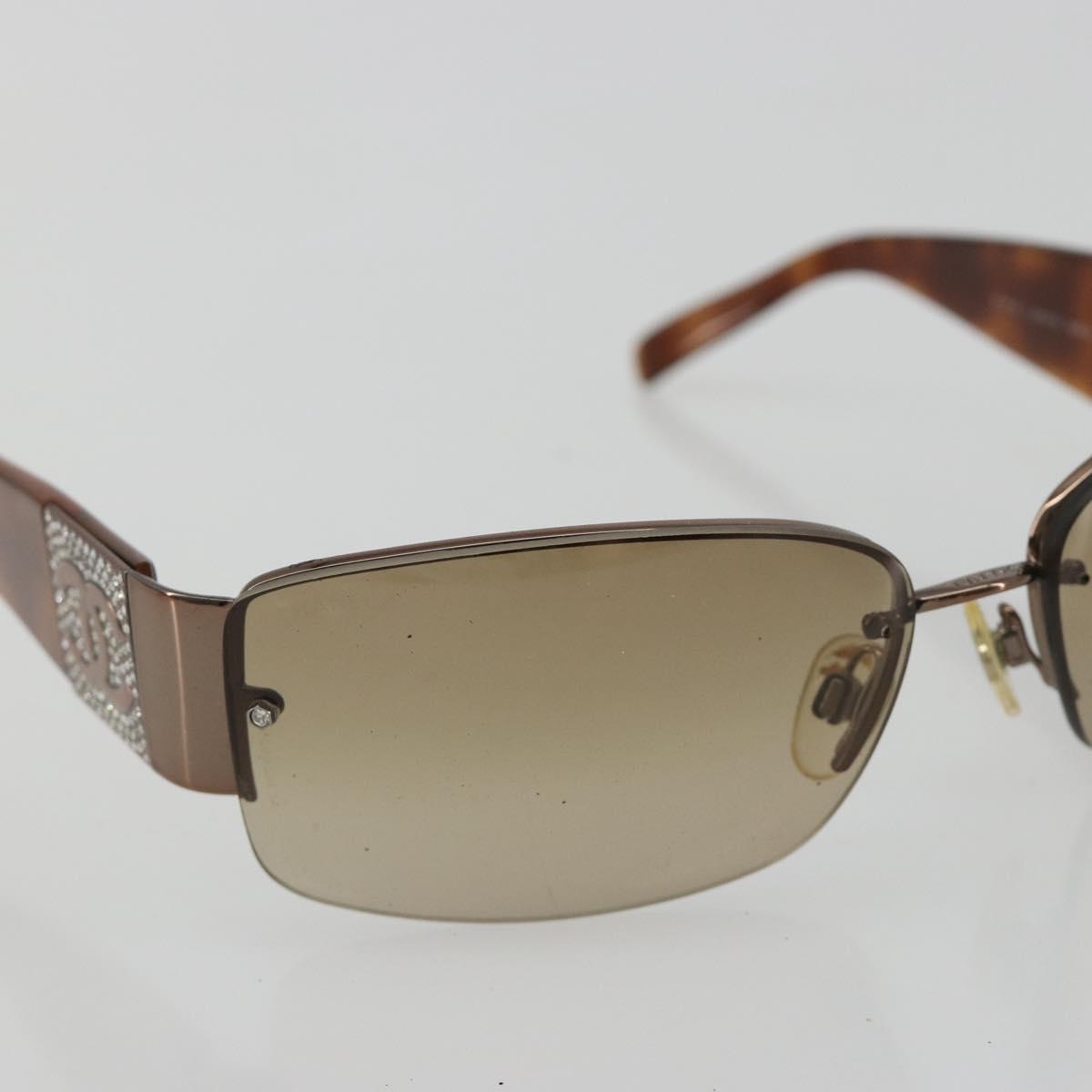 CHANEL Sunglasses Plastic Brown Silver CC Auth BA14023