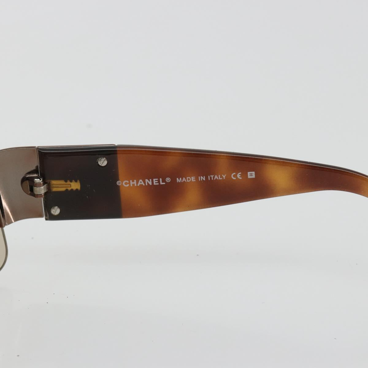 CHANEL Sunglasses Plastic Brown Silver CC Auth BA14023